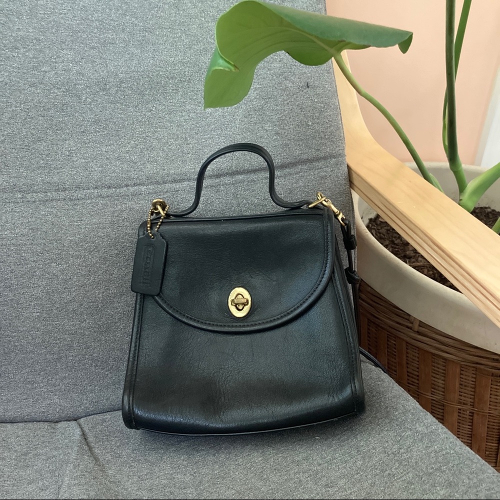 Vintage black leather Coach bag